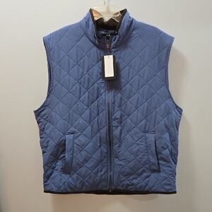 Magaschoni Men's Blue Quilted Vest Zipfront XXL NWT 💙🤎💙🤎